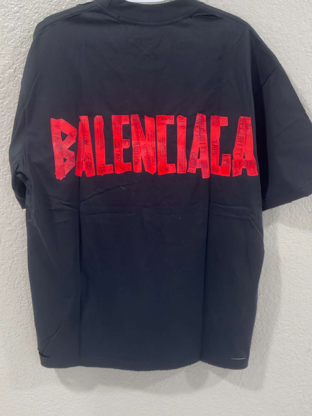 Balenciaga Black Tee with Red Logo large oversized like XL